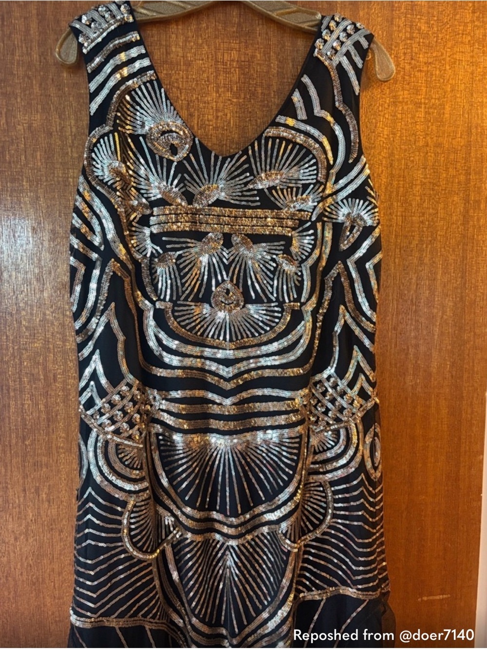 Jovani Black and Gold Beaded Maxi Dress